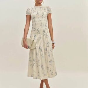 Kiria Reformation Cream Floral Midi Dress